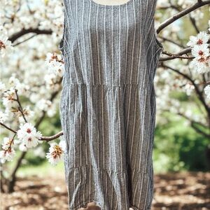 Briggs New York Gray Striped Midi Dress Size 3X